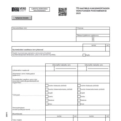 Document preview: Kaksinkertaisen verotuksen poistamisen tärkeys verovelvollisille — Verot & verotus (CERFA n°Vero 3091)