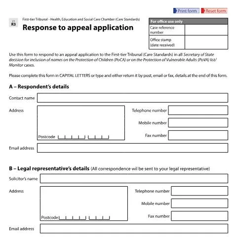 Document preview: Navigating the CS R3 Form for Appeal Responses — Legal & justice