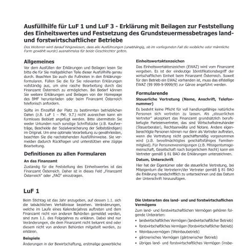 Dokumentvorschau: Wichtige Informationen zum Formular LuF2 für landwirtschaftliche — Steuern (LuF2)