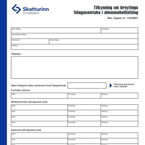 Document preview: Breytingar á félagasamtökum í almannaheillafélag (CERFA n°RSK 17.10)