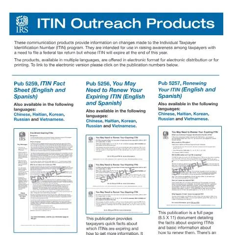 Document preview: Understanding ITINs with IRS Publication 5261 — Taxes (CERFA n°PUB-5261)