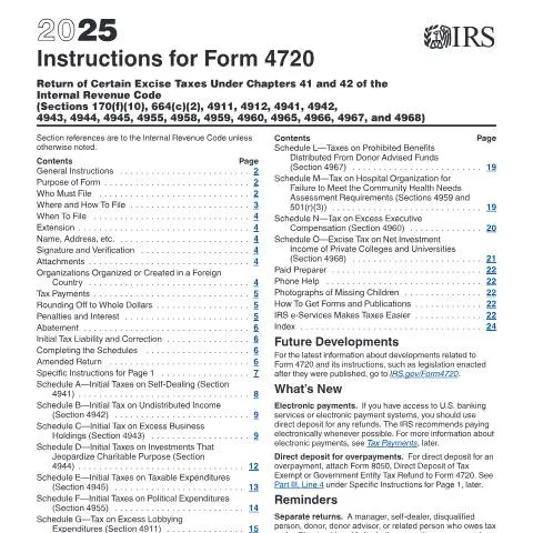 Document preview: Navigating IRS Form 4720 for Charitable Compliance — Taxes (CERFA n°INST-4720)
