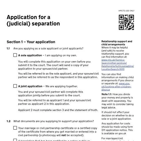 Document preview: Understanding Form D8S: Your Guide to Judicial Separation — Legal & justice