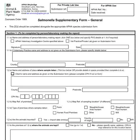 Document preview: How to Complete ZO2 General Forms for Animal Salmonella Reporting — Environment & energy