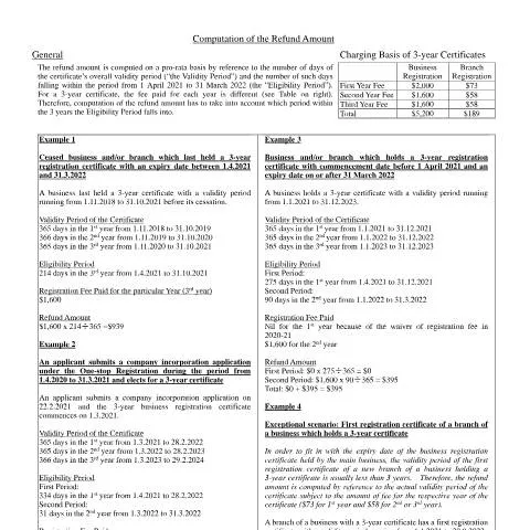 Document preview: Understanding the Refund Amount for Business Registration in Hong Kong (CERFA n°IRBR 189 (3/2021))