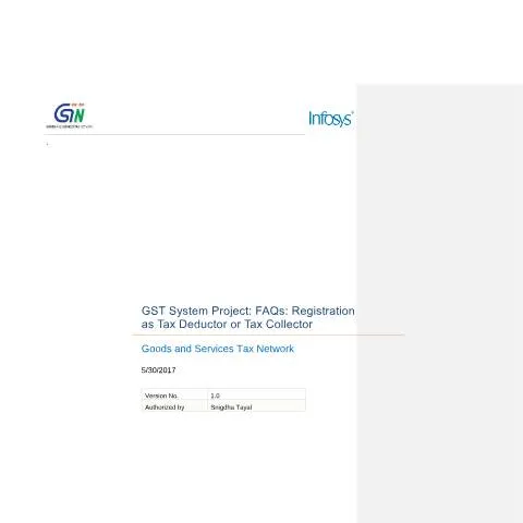 Document preview: Essential FAQs on GST Registration for Tax Deductors and Collectors — Government & admin (CERFA n°faqs-registration-tax-deductor-tax-collector)