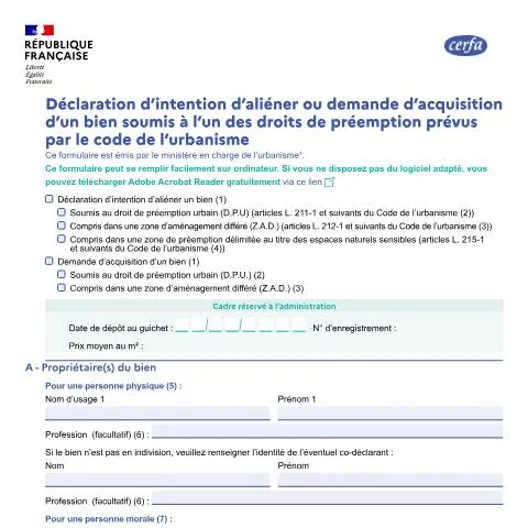 Aperçu du document Formulaire 10072*04 : déclarer la vente de votre bien immobilier — Logement (CERFA n°10072*04)