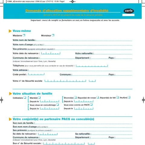 Aperçu du document Allocation supplémentaire d'invalidité MSA : guide complet du — Santé (CERFA n°13435*03)