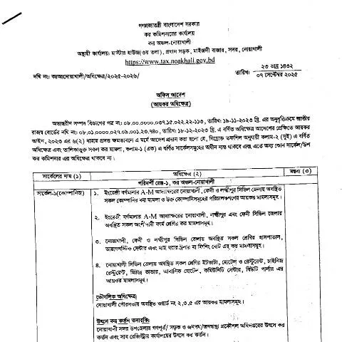 Document preview: নোয়াখালী কর অঞ্চলের প্রশাসনিক প্রেক্ষাপট — কর ও করনীতি (CERFA n°কর_অঞ্চল_নোয়াখালী_এর_অধিক্ষেত্র)