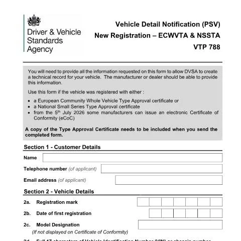 Document preview: Setting Up Technical Records for Your New Bus or Coach with DVSA — Vehicle & driving