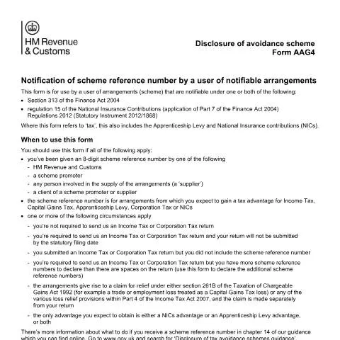 Document preview: The Role of the AAG4 Form in UK Tax Regulations — Taxes