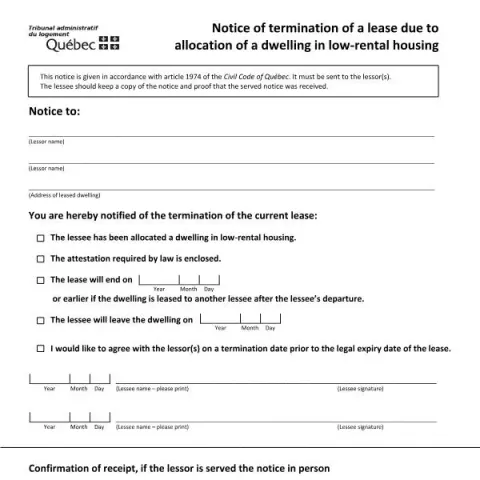 Document preview: Understanding Lease Termination Notices for Low-Rental Housing — Housing (TAL-812A-E)