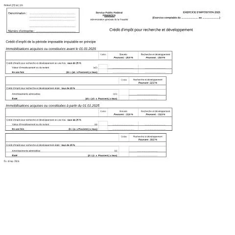 Aperçu du document Optimisez vos investissements en R&D avec le Crédit d'Impôt — Impôts & fiscalité (CERFA n°121-275-w)