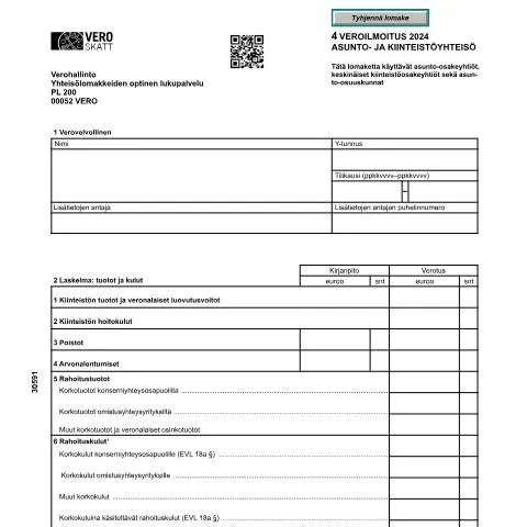 Document preview: Asunto- ja kiinteistöyhteisön veroilmoitus (3059) - Opas — Verot & verotus (CERFA n°Vero 3059)
