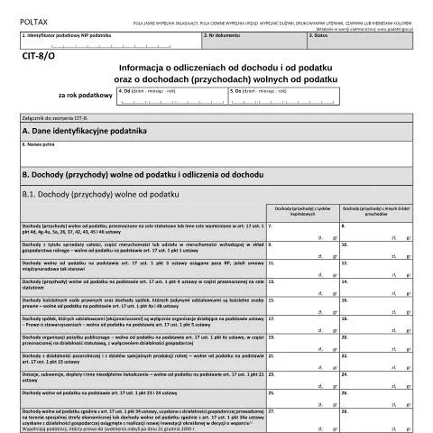 Document preview: Znaczenie formularza CIT-8/O w polskim systemie podatkowym — Podatki i fiskalność (CERFA n°CIT-8/O)