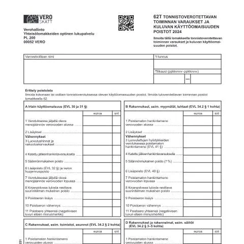 Document preview: Tonnistoverotettavan toiminnan varaukset ja poistot — Verot & verotus (CERFA n°Vero 3025)