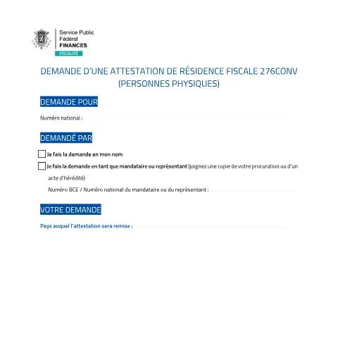 Aperçu du document Comprendre l'attestation de résidence fiscale en Belgique — Démarches administratives (CERFA n°demande-attestation-residence-fiscale)