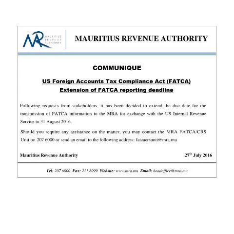 Document preview: Understanding the FATCA Reporting Deadline Extension — Taxes (FATCA270716)
