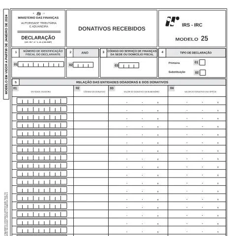 Pré-visualização do documento Entenda o Modelo 25 para Donativos Recebidos — Impostos (CERFA n°Modelo 25)