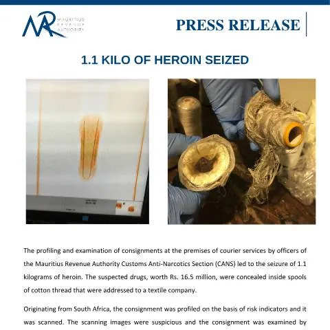 Document preview: Significance of Drug Seizures in Mauritius — Government & admin (PressRelease150318)