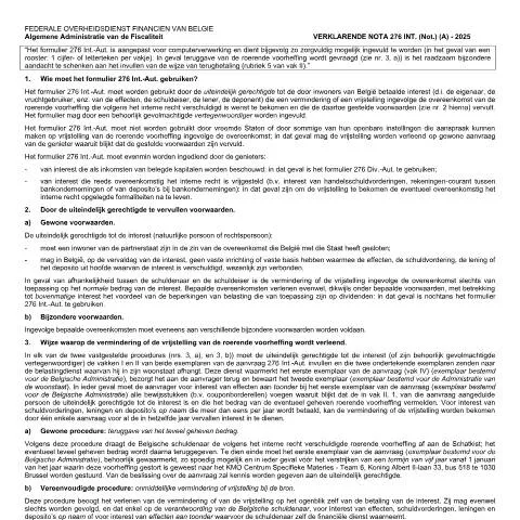 Aperçu du document Comprendre le formulaire 276-int-nota-1 pour les intérêts — Impôts & fiscalité (CERFA n°276-int-nota-1)