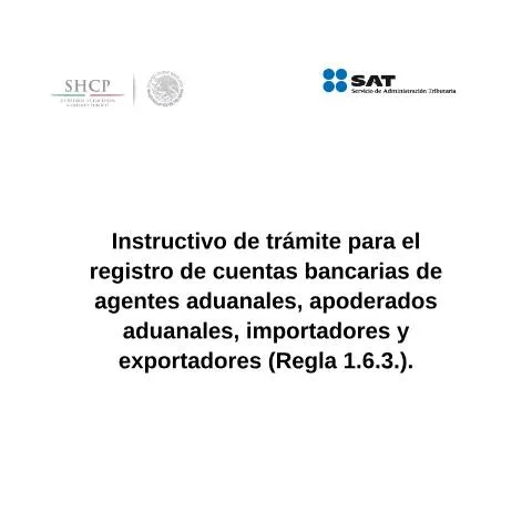 Vista previa del documento Instructivo para el Registro de Cuentas Bancarias en Comercio Exterior — Trámites administrativos (CERFA n°H8)