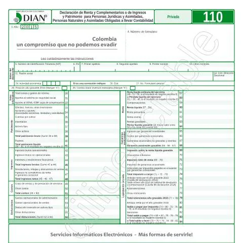 Vista previa del documento ¿Quiénes están obligados a presentar el F110-2016 en Colombia? — Impuestos (CERFA n°F110-2016)