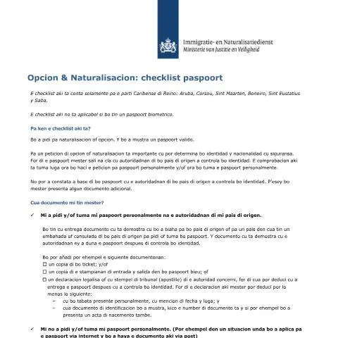 Documentvoorvertoning: Essentiële Checklist voor Paspoortaanvraag in Aruba — Immigratie & visa (CERFA n°4004 Papiaments (Aruba))