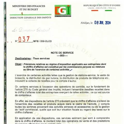 Aperçu du document Comprendre la note de service 0037 0001 de la DGI — Démarches administratives