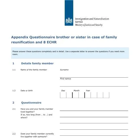 Documentvoorvertoning: Aanvraagformulier 7677 voor broers en zussen — Immigratie & visa (CERFA n°7677)