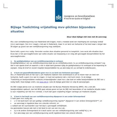 Documentvoorvertoning: Inzicht in Bijlage Toelichting Vrijstelling MVV-plicht — Immigratie & visa (CERFA n°7105)