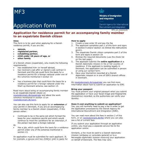 Document preview: Forstå MF3-formularen for familiesammenføring — Immigration & visa (CERFA n°MF3)