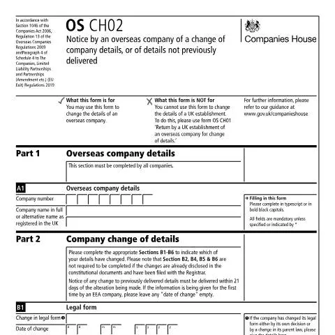 Document preview: Updating UK Registration Records for Overseas Companies — Business