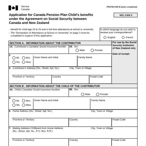 Document preview: Understanding CPP Child's Benefits Application for New Zealand/Canada — Work & employment (CERFA n°ISP5055-NZL)