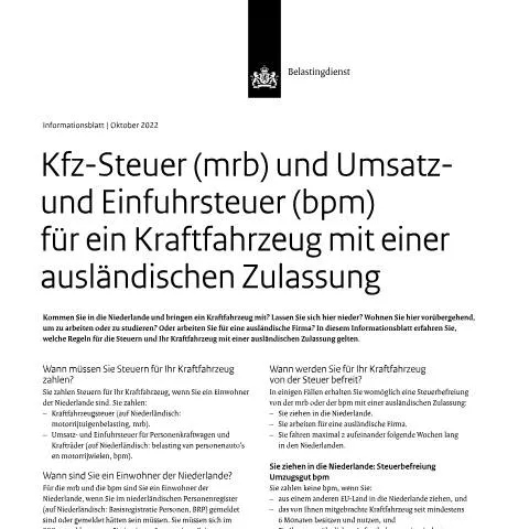 Documentvoorvertoning: Essentiële informatie over buitenlandse voertuigen in Nederland — Voertuig & rijbewijs (CERFA n°mb7001z2fddui)