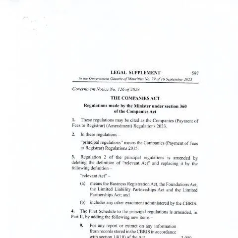 Document preview: Navigating the Amendments of GN. 126 of 2023 — Business (CERFA n°GN.-126-of-2023)