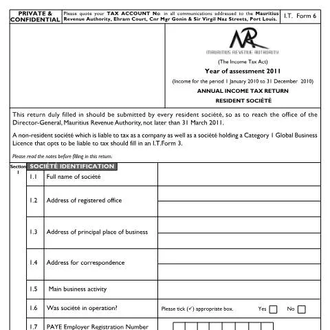 Document preview: Understanding the Importance of I.T. Form 6 for Businesses — Government & admin (CERFA n°Societe2011Form6)