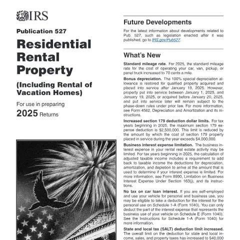 Document preview: Mastering IRS Publication 527 for Rental Property Taxation — Taxes (CERFA n°PUB-527)