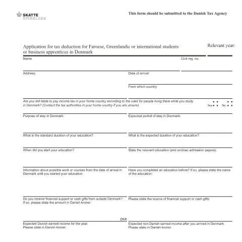 Document preview: Forstå skattefradrag for udenlandske studerende i Danmark — Skatter & skat (CERFA n°04.062)