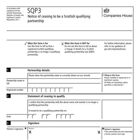 Document preview: How to File SQP3 Notice for Scottish Partnership Status Changes — Business