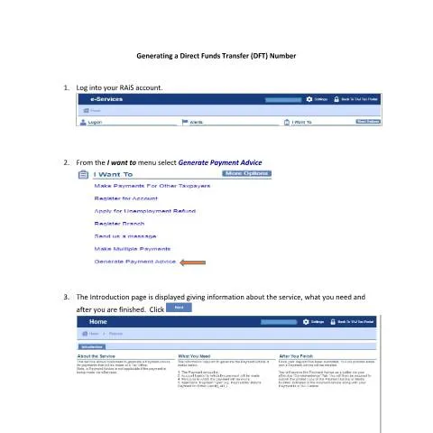 Document preview: Guide to Generating a Direct Funds Transfer (DFT) Number in Jamaica — Government & admin (CERFA n°Generating_Direct_Funds_Transfer_Number_112020)