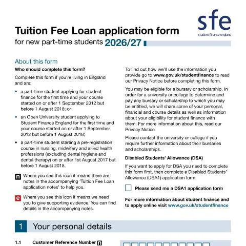 Document preview: Essential Guide to Student Finance for Part-Time Students — Education & training