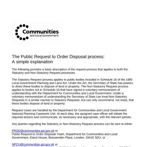 Document preview: Understanding the Public Request to Order Disposal Process — Property & real estate