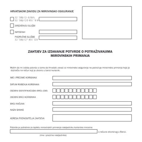 Document preview: Uvod u obrazac Tiskanica br 1 8c za potvrdu o potraživanjima — Mirovina i penzija (CERFA n°Tiskanica_br_1_8c)