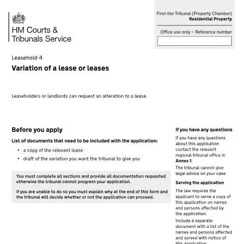 Document preview: Lease Variation Applications: First-tier Tribunal Process — Legal & justice