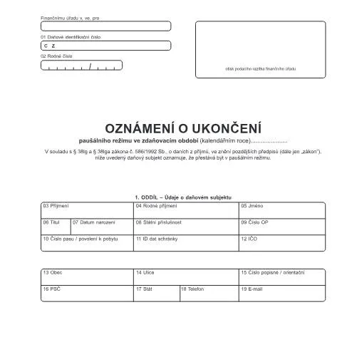 Document preview: Kdy ukončit paušální zdanění a jaké jsou důvody? — Daně a fiskální záležitosti (CERFA n°25 5258)