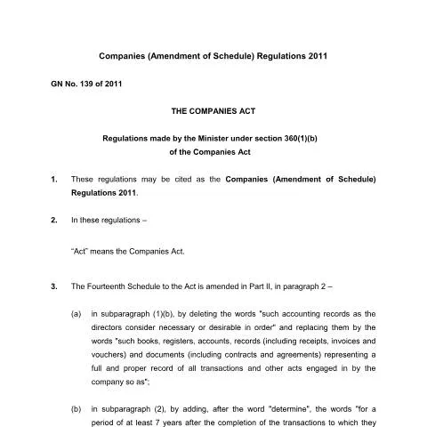 Document preview: The Importance of GN. 139 of 2011 in Company Regulations — Government & admin (GN.-139-of-2011)