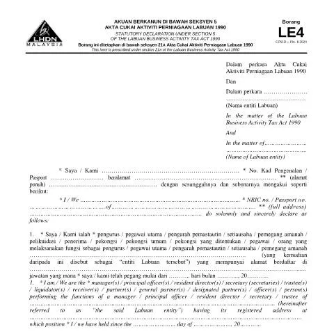 Document preview: Pentingnya Borang LE4 untuk Entiti Labuan — Perniagaan & profesional