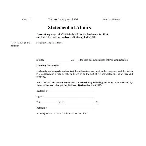 Document preview: Understanding the Statement of Affairs in Scotland — Taxes