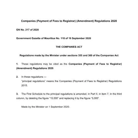 Document preview: GN. 217 of 2020: A Guide for Mauritian Companies — Government & admin (GN.-217-of-2020)